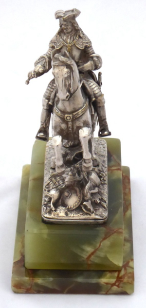 Postříbřená jezdecká soška prince Evžena Savojského 