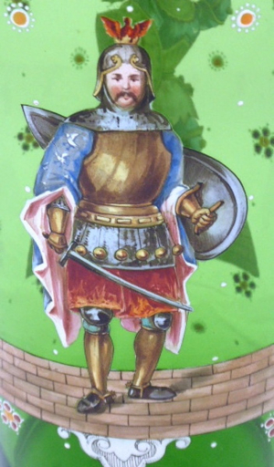 Velký pohár s malovanými rytíři v renesančním stylu