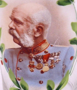 Jubilejní sklenička s portrétem císaře František Josef I.