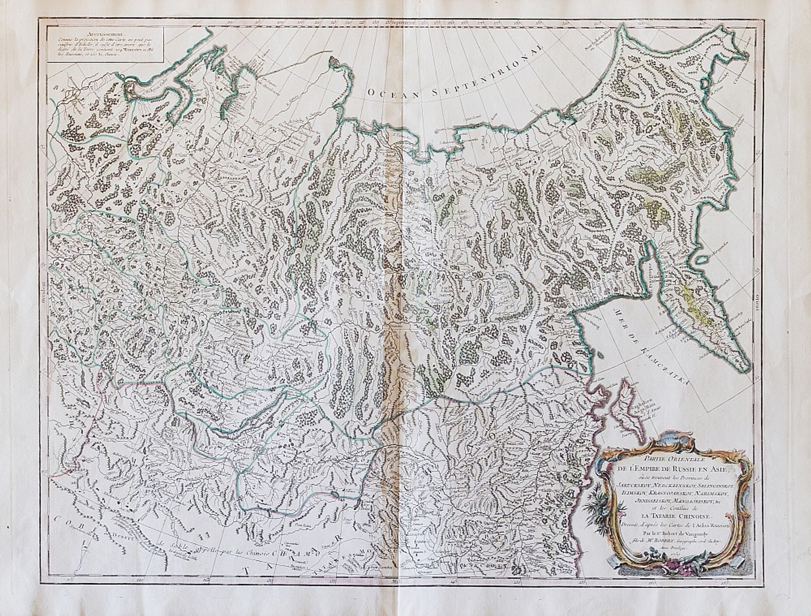 Robert de  Vaugondy - Mapa Ruského impéria -  partie orrientale