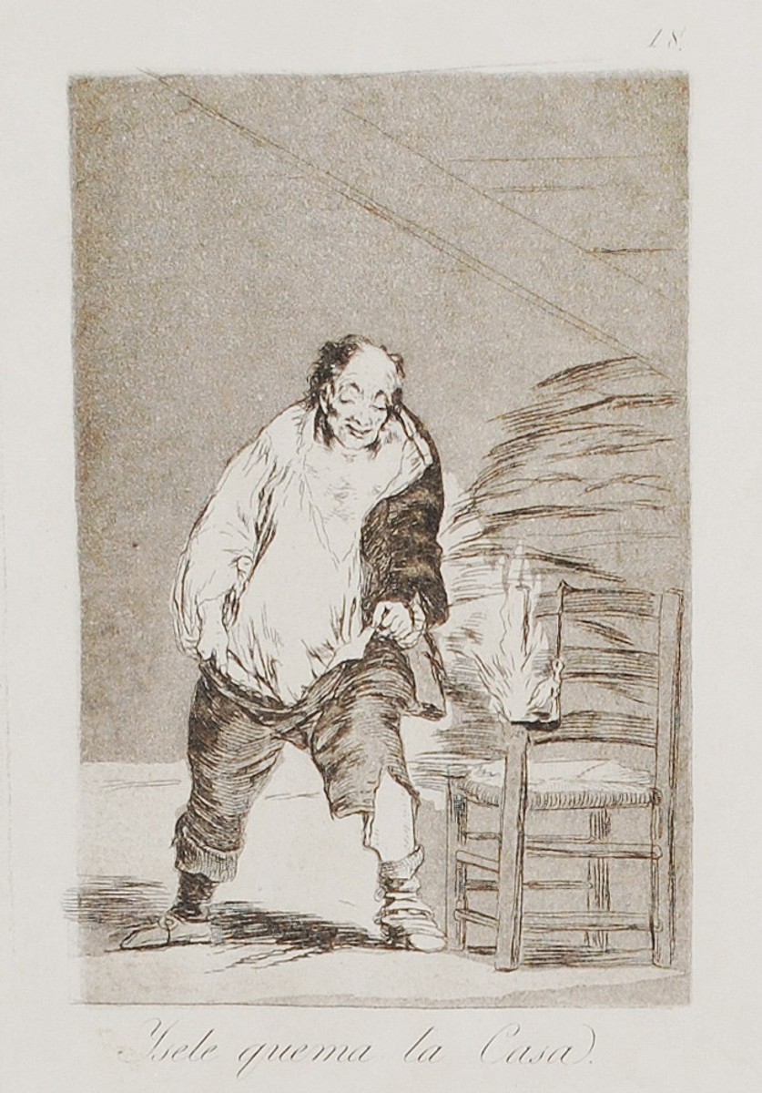 Francisco Goya - Ysele quema la Casa, z cyklu Caprichos