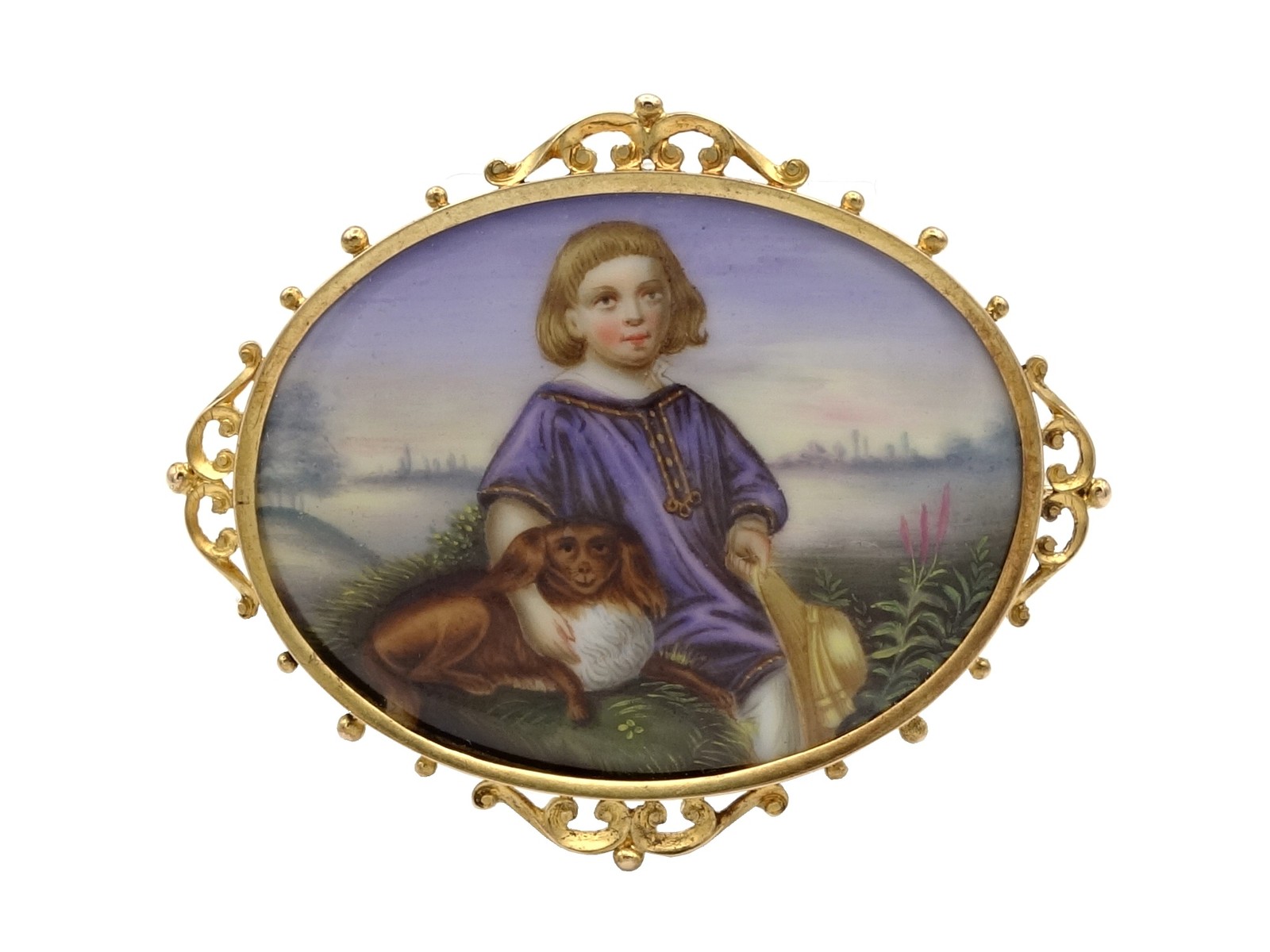 Zlatá brož, malba na porcelánu, Rakousko-Uhersko