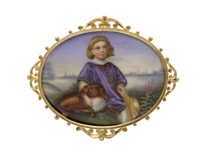 Zlatá brož, malba na porcelánu, Rakousko-Uhersko