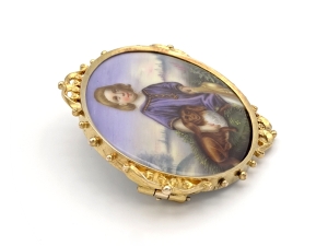 Zlatá brož, malba na porcelánu, Rakousko-Uhersko