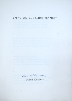 Kundera Ludvík a Valter Karel | Horaria (4 grafické listy) a báseň "Vzpomínka na krajinu bez měst (podepsána Kunderou)