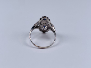 Prsten s diamanty a safíry | Art deco
