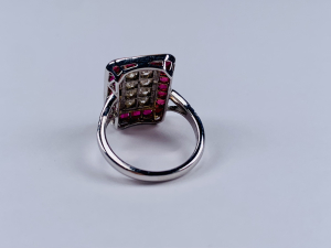 Prsten s diamanty a rubíny | Art deco