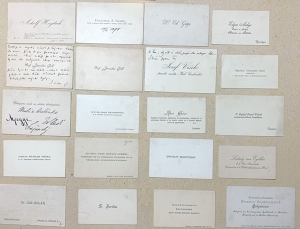Adolf Heyduk, Hrabě Lažanský, Eduard Grégr, František Herites aj. | Konvolut 20 navštívenek