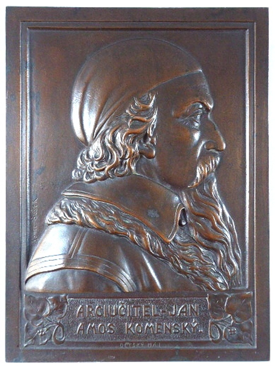 RELIÉFNÍ PORTRÉT JANA AMOSE KOMENSKÉHO Z PROFILU - KONSTANTIN BUŠEK (1831-1938)