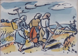 ALOIS MORAVEC (1899–1987)  - NA POLI, KOLOROVANÁ LITOGRAFIE