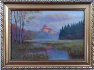 BEDŔICH ŽENÍŠEK (1872-1930) - PODZIMÍ KRAJINA S HRADEM KOST