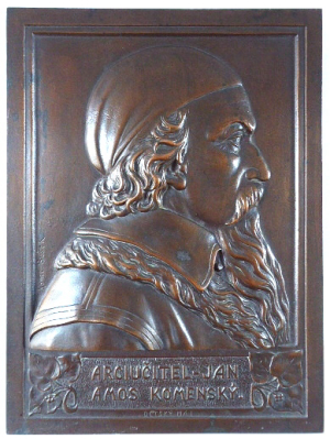 RELIÉFNÍ PORTRÉT JANA AMOSE KOMENSKÉHO Z PROFILU - KONSTANTIN BUŠEK (1831-1938)