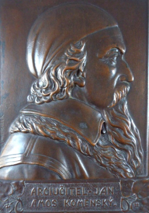 RELIÉFNÍ PORTRÉT JANA AMOSE KOMENSKÉHO Z PROFILU - KONSTANTIN BUŠEK (1831-1938)
