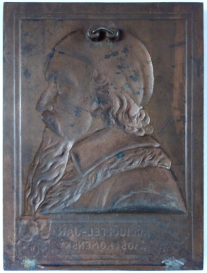 RELIÉFNÍ PORTRÉT JANA AMOSE KOMENSKÉHO Z PROFILU - KONSTANTIN BUŠEK (1831-1938)