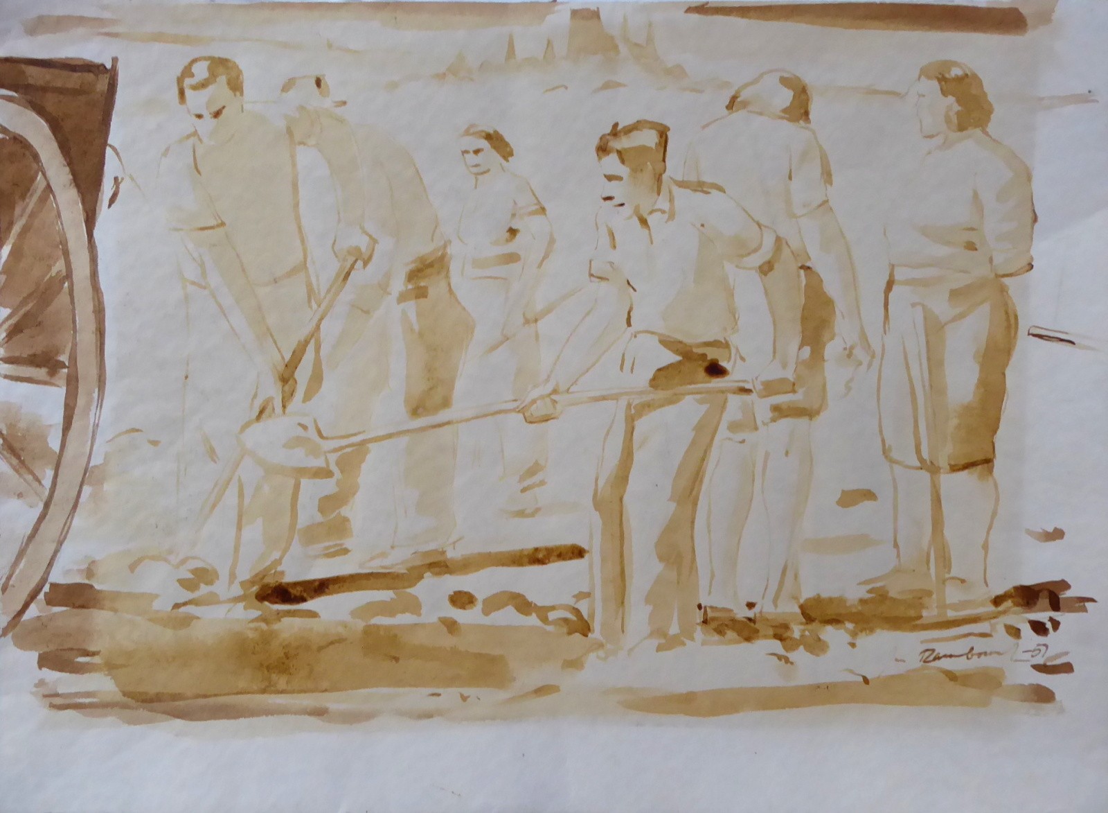 JAN RAMBOUSEK (1895-1976) - OBNOVA, LAVÍROVANÁ KRESBA TUŠÍ 
