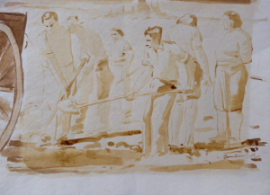 JAN RAMBOUSEK (1895-1976) - OBNOVA, LAVÍROVANÁ KRESBA TUŠÍ 