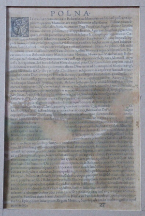 GEORG HUFNAGEL též JORIS HOEFNAGEL či HOFNAGEL ( 1542-1600) - POHLED NA MĚSTO POLNÁ, KOLOROVANÝ MĚDIRYT, 1617