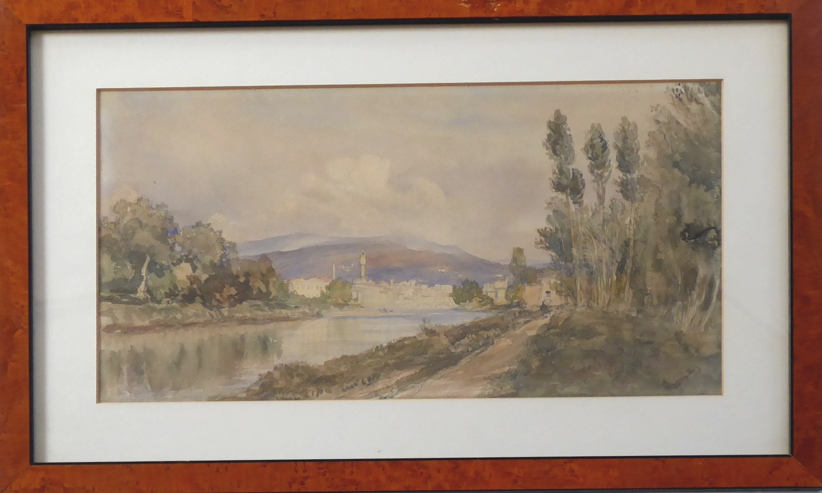 JOHN HENRY BRADLEY ( 1832-1882 ) - POHLED NA ŘEKU A MĚSTO V TOSKÁNSKU