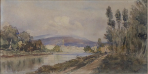 JOHN HENRY BRADLEY ( 1832-1882 ) - POHLED NA ŘEKU A MĚSTO V TOSKÁNSKU