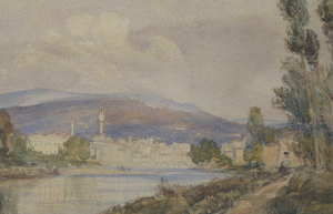 JOHN HENRY BRADLEY ( 1832-1882 ) - POHLED NA ŘEKU A MĚSTO V TOSKÁNSKU