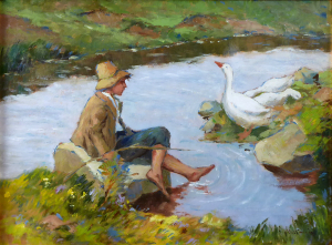 VÁCLAV FRANTIŠEK ULŠMÍD ( 1903-1985 ) - CHLAPEC U POTOKA