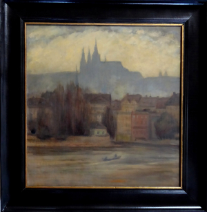VIKTOR STRETTI ( 1878 - 1957 ) - POHLED OD VLTAVY NA PRAŽSKÝ HRAD