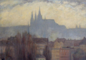 VIKTOR STRETTI ( 1878 - 1957 ) - POHLED OD VLTAVY NA PRAŽSKÝ HRAD