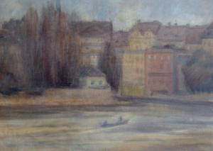 VIKTOR STRETTI ( 1878 - 1957 ) - POHLED OD VLTAVY NA PRAŽSKÝ HRAD