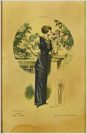 Souchal A., La Femme Chic, Dívka s květinami v dobových šatech