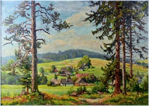 Jelínek Cína František (1882 - 1961), Pohled na vesnici