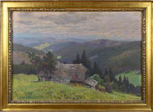 Cína Jelínek František (1882 - 1961), Chalupa ve stráni, olej na překližce, 49 x 73 cm