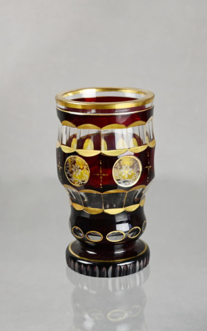 Pohár biedermeier, rubínový listr