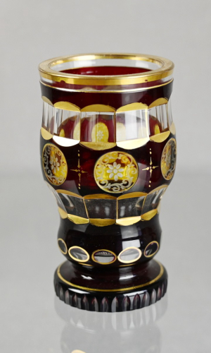 Pohár biedermeier, rubínový listr