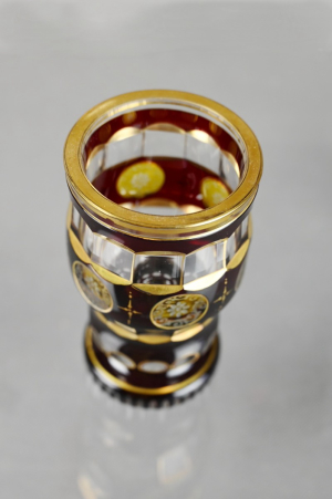 Pohár biedermeier, rubínový listr