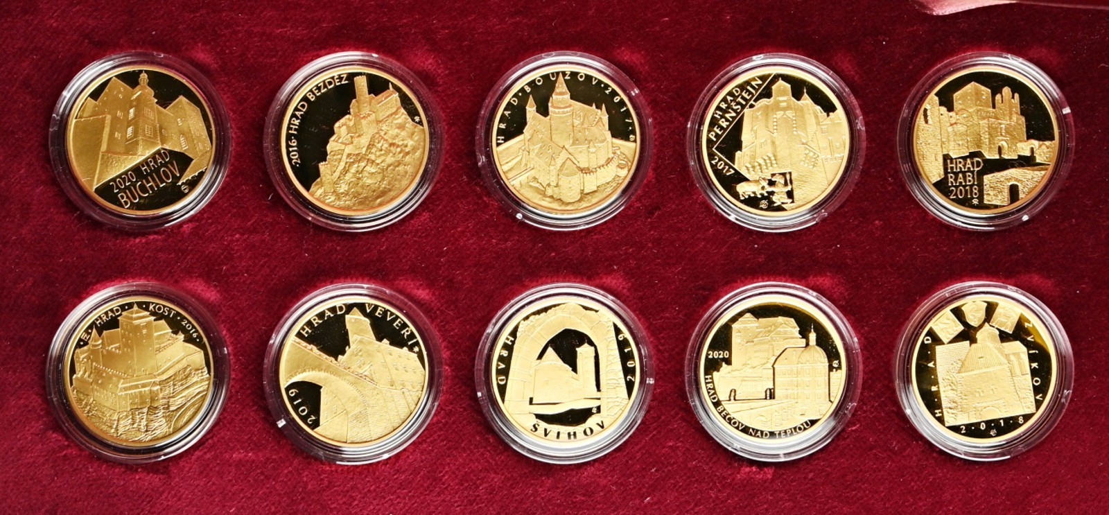 Hrady České republiky, Proof, 2016 - 2020, Sada 10 ks  5000 Kč