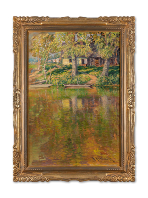 Václav Radimský (1867 - 1946), Pramice na vodě, (Rybářská chatrč)