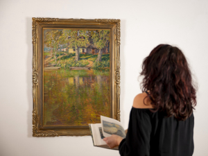 Václav Radimský (1867 - 1946), Pramice na vodě, (Rybářská chatrč)