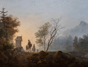 Piepenhagen August Bedřich | Krajina s kapličkou a jezdci