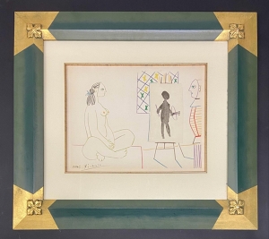 Picasso Pablo - Modelka a malíř se škraboškami