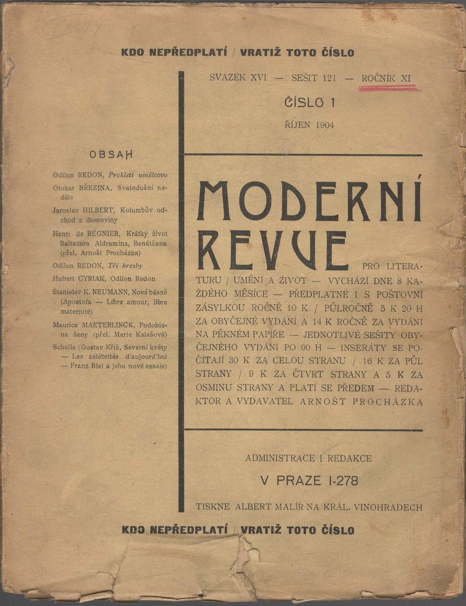 Moderní Revue pro literaturu, umění a život, Ročník XI., číslo 1-12 (1904-1905) 