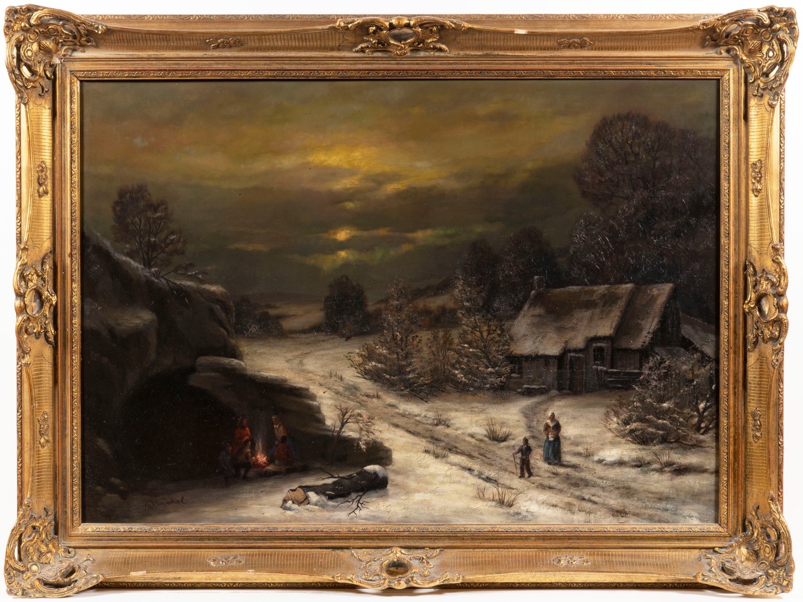 Hans Nickel (1916 Čechy + 1977) - Zimní krajina při měsíčním světle