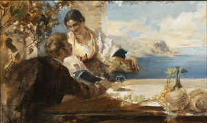 Eduard Veith (Neutitschein 1856-1925 Wien) - Milenecký pár v pergole