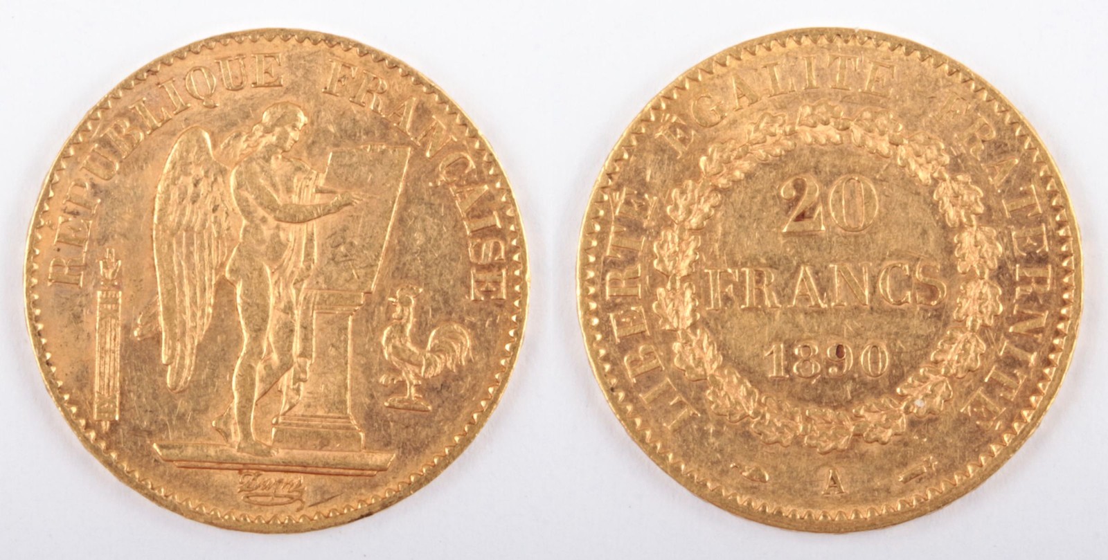 Zlatá mince: 20 Frank 1890