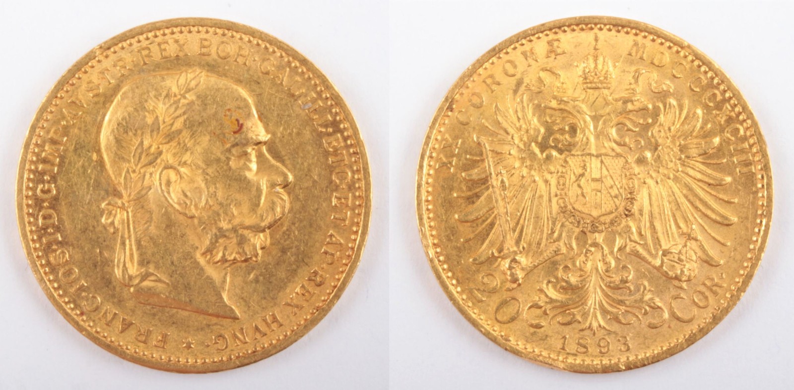 Zlatá mince: 20 Koruna 1893