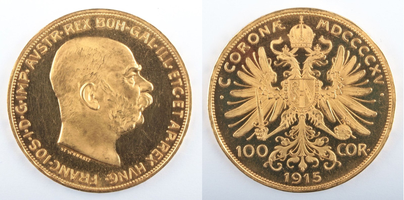 Zlatá mince: 100 koruna 1915 - původní ražba