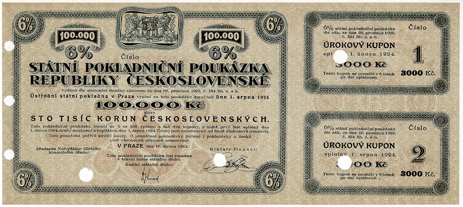 Státní pokladniční poukázky, 1919 - 1939