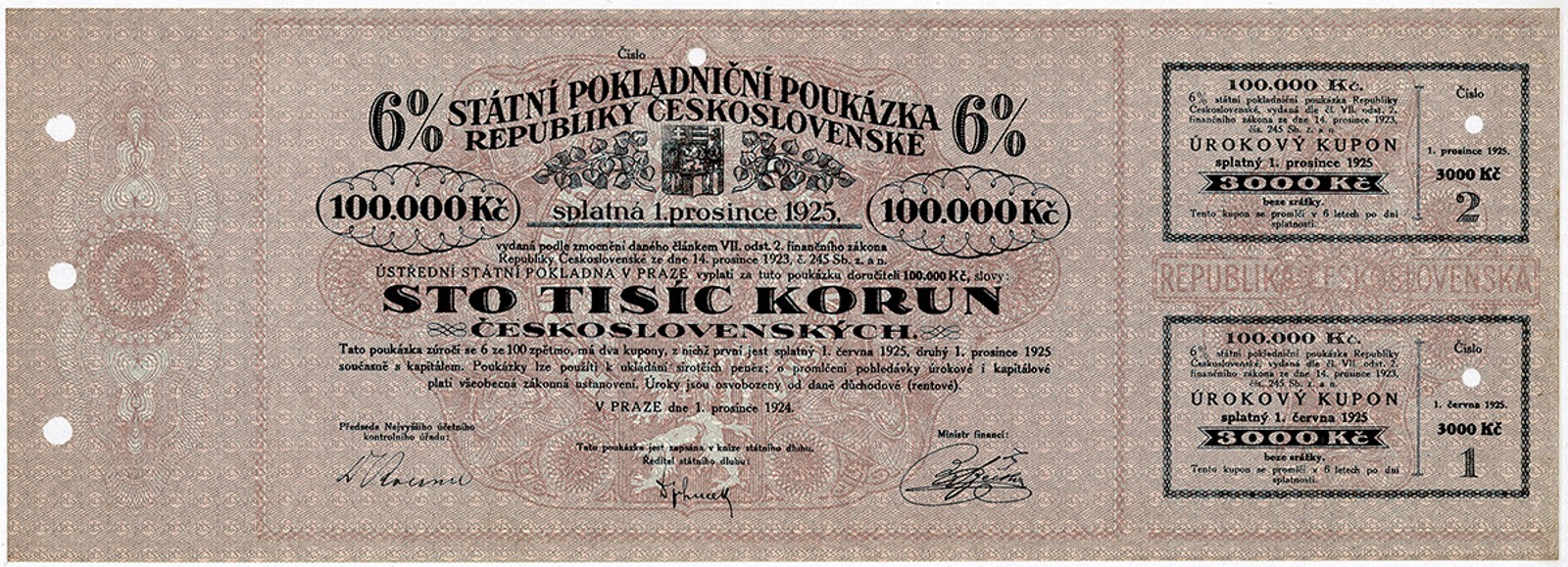 Státní pokladniční poukázky, 1919 - 1939