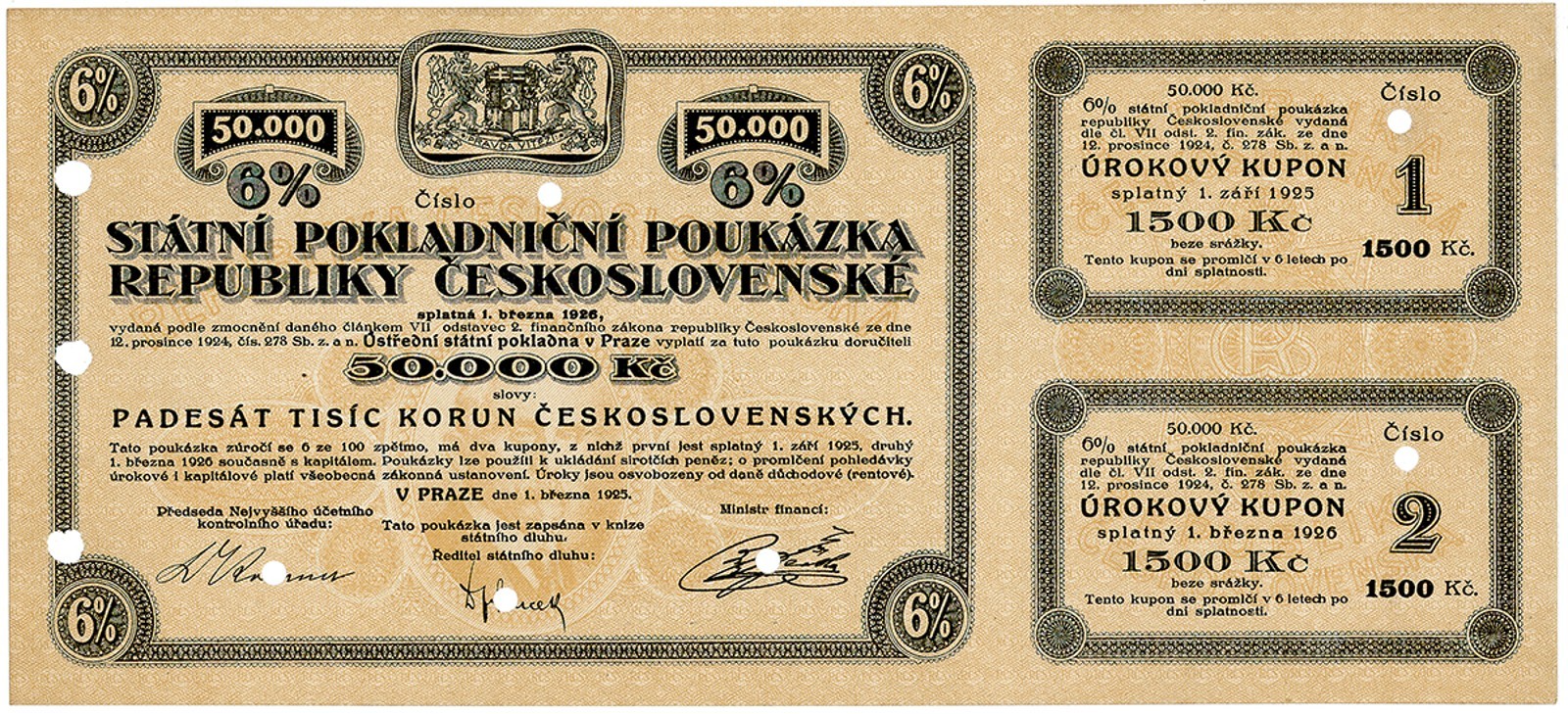 Státní pokladniční poukázky, 1919 - 1939