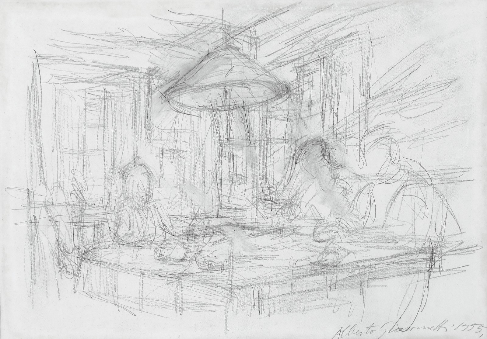 Giacometti Alberto  - Personages a table a Maloja