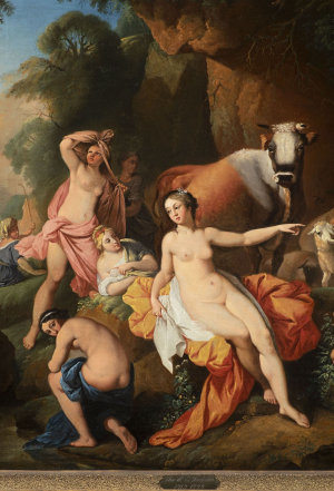 Christian Ernst Dietrich (1712-1774) - Nymfy s krávami a ovcemi koupající se na kraji jeskyně